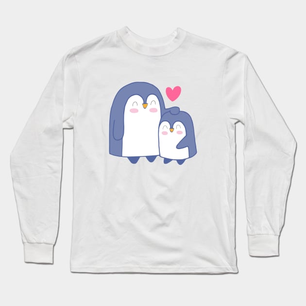 Cartoon Cute Penguin Family Art Long Sleeve T-Shirt by MariaStore